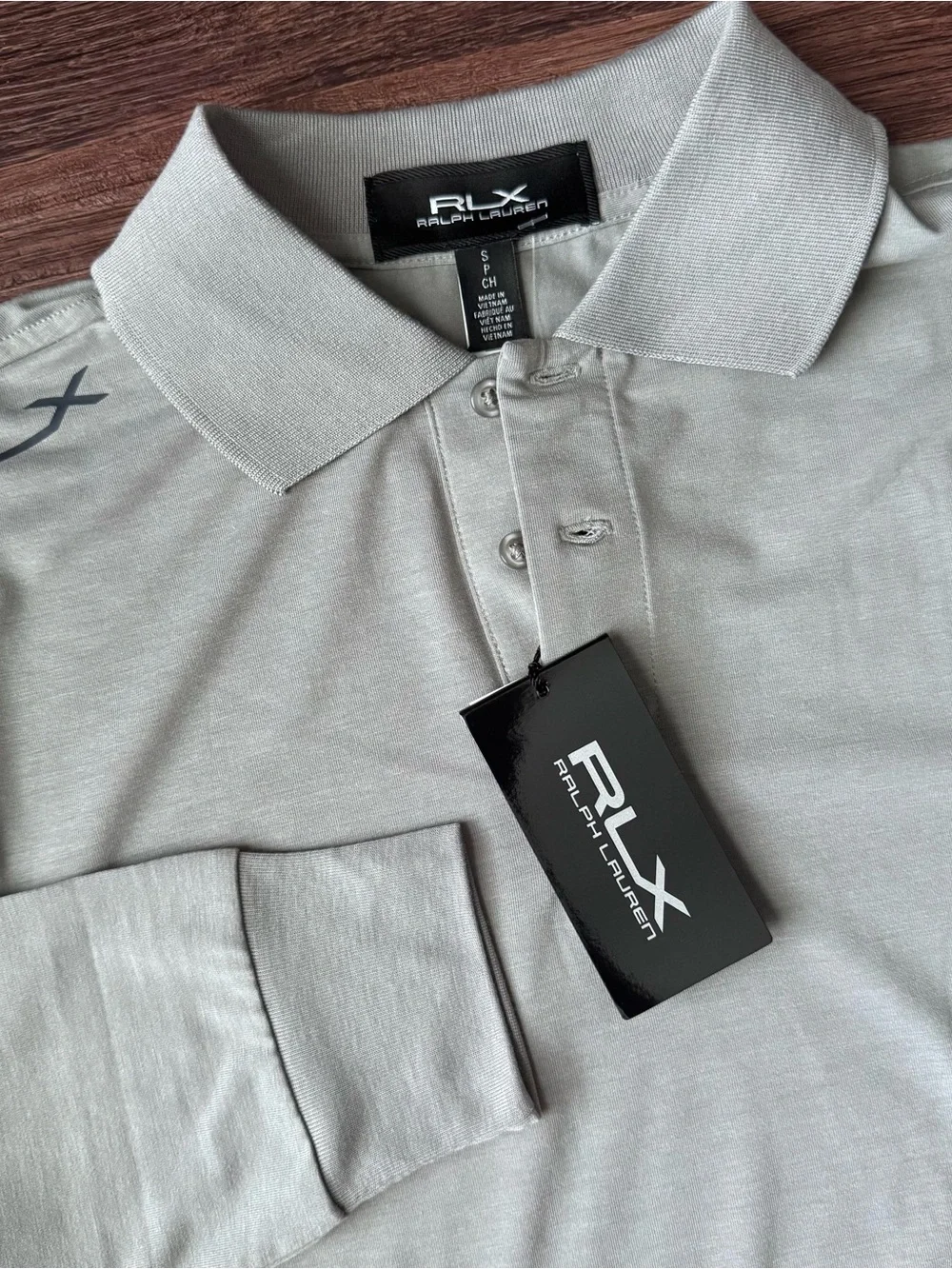 RLX Ralph Lauren Polo Shirt Mens Small Gray Long Sleeve Golf Performance Stretch